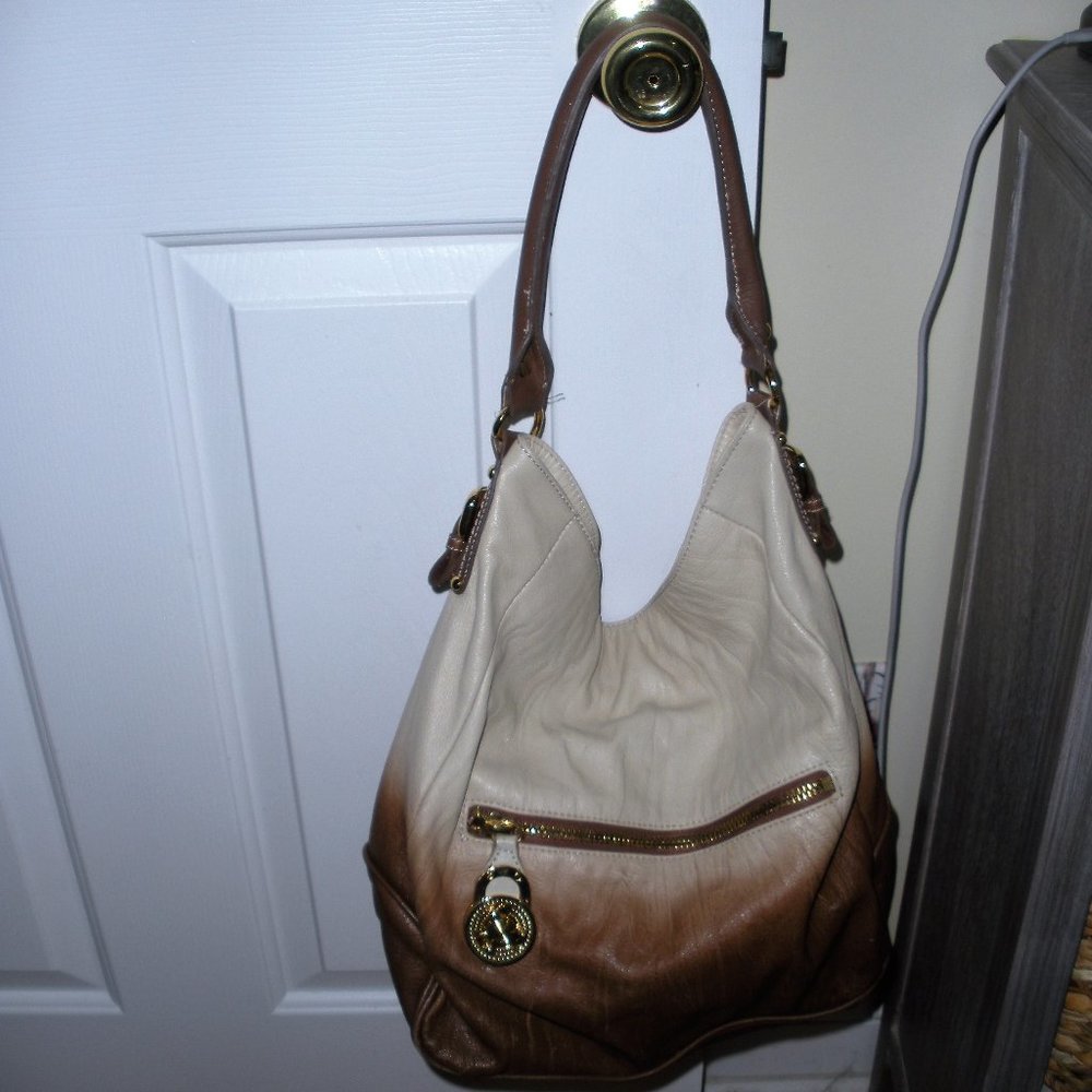 PRICE DROP! Steven Madden leather Ombre satchel- shoulder bag Sand/crème - brown - Picture 6 of 11